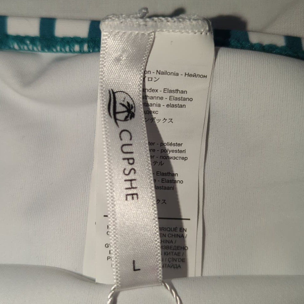 NWT Cupshe Striped White and Blue Swimsuit Bottoms Woman Large - Picture 3 of 3